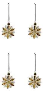 Sklenená vianočná ozdoba Stella Gold/White – set 4 ks