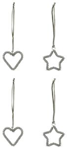 Vianočné ozdoby Connect Silver Finish – set 4 ks