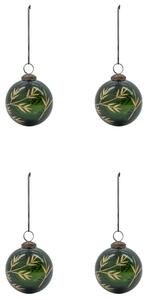 Sklenená vianočná ozdoba Leaf Green/Gold – set 4 ks