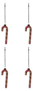 Sklenená vianočná ozdoba Stick Dusty Red – set 4 ks