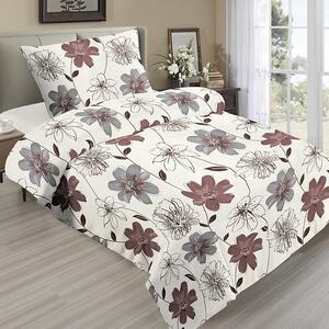 Francúzske posteľné obliečky mikroplyš - Kvety hnedé, 200x220 cm