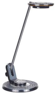 LED stolová lampa čierna a strieborná kovová kancelárska lampa s nastaviteľným ramenom a stmievačom USB port