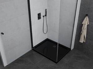Mexen Pretoria, sprchovací kút 80 (dvere) x 70 (stena) cm, 6mm číre sklo, čierny profil + čierna sprchová vanička, 852-080-070-70-00-4070B