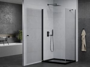 Mexen Pretoria, sprchovací kút 70 (dvere) x 100 (stena) cm, 6mm číre sklo, čierny profil + čierna sprchová vanička, 852-070-100-70-00-4070B