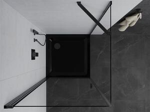 Mexen Pretoria, sprchovací kút 80 (dvere) x 80 (stena) cm, 6mm číre sklo, čierny profil + čierna sprchová vanička, 852-080-080-70-00-4070B