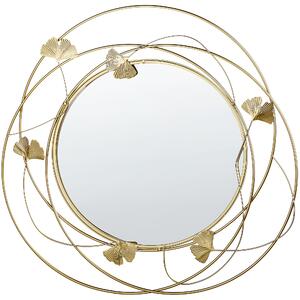 Nástenné zrkadlo zlatá železo sklo ⌀ 47 cm okrúhly tvar dekoratívny rám ginko moderný glamour štýl doplnky