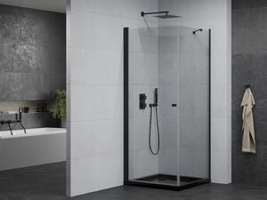 Mexen Pretoria, sprchovací kút 90 (dvere) x 90 (stena) cm, 6mm číre sklo, čierny profil + čierna sprchová vanička, 852-090-090-70-00-4070B