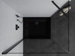 Mexen Pretoria, sprchovací kút 80 (dvere) x 70 (stena) cm, 6mm číre sklo, čierny profil + čierna sprchová vanička, 852-080-070-70-00-4070B