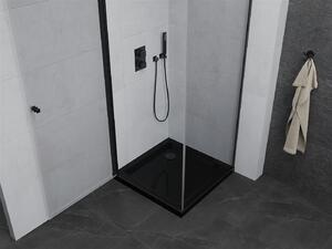 Mexen Pretoria, sprchovací kút 100 (dvere) x 100 (stena) cm, 6mm číre sklo, čierny profil + čierna sprchová vanička, 852-100-100-70-00-4070B