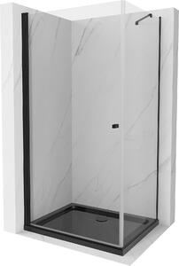Mexen Pretoria, sprchovací kút 70 (dvere) x 90 (stena) cm, 6mm číre sklo, čierny profil + čierna sprchová vanička, 852-070-090-70-00-4070B