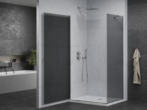 Mexen Pretoria, sprchovací kút 90 (dvere) x 70 (stena) cm, 6mm šedé sklo, chrómový profil + biela sprchová vanička, 852-090-070-01-40-4010