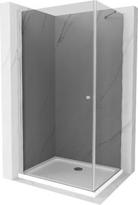 Mexen Pretoria, sprchovací kút 90 (dvere) x 70 (stena) cm, 6mm šedé sklo, chrómový profil + biela sprchová vanička, 852-090-070-01-40-4010