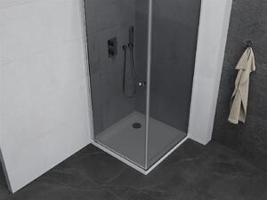 Mexen Pretoria, sprchovací kút 80 (dvere) x 80 (stena) cm, 6mm šedé sklo, chrómový profil + biela sprchová vanička, 852-080-080-01-40-4010