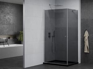 Mexen Pretoria, sprchovací kút 90 (dvere) x 70 (stena) cm, 6mm šedé sklo, chrómový profil + čierna sprchová vanička, 852-090-070-01-40-4070
