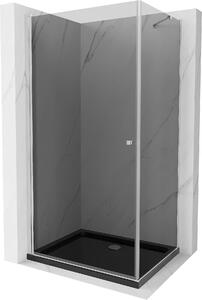 Mexen Pretoria, sprchovací kút 80 (dvere) x 70 (stena) cm, 6mm šedé sklo, chrómový profil + čierna sprchová vanička, 852-080-070-01-40-4070