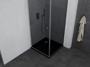 Mexen Pretoria, sprchovací kút 90 (dvere) x 90 (stena) cm, 6mm šedé sklo, chrómový profil + čierna sprchová vanička, 852-090-090-01-40-4070