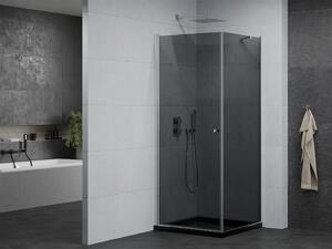 Mexen Pretoria, sprchovací kút 80 (dvere) x 80 (stena) cm, 6mm šedé sklo, chrómový profil + čierna sprchová vanička, 852-080-080-01-40-4070