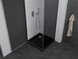 Mexen Pretoria, sprchovací kút 100 (dvere) x 100 (stena) cm, 6mm šedé sklo, chrómový profil + čierna sprchová vanička, 852-100-100-01-40-4070
