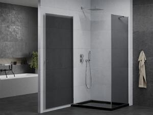 Mexen Pretoria, sprchovací kút 70 (dvere) x 90 (stena) cm, 6mm šedé sklo, chrómový profil + čierna sprchová vanička, 852-070-090-01-40-4070