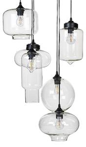Závesná lampa priehľadná sklenené tienidlá čierna železo 6 svetiel moderný dizajn doplnky obývacia izba