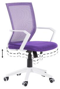 Pracovná stolička fialová výškovo nastaviteľná s nylonovými kolieskami moderný dizajn