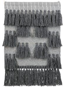 Závesná nástenná dekorácia sivá bavlnená ručne tkaná so strapcami boho dekorácia moderný štýl obývacia izba spálňa