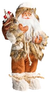 Dekoratívna figúrka hnedá a biela látka syntetický materiál vianočná dekorácia Santa Claus Mikuláš ozdoba