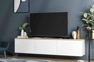 Dizajnový nástenný TV stolík Valeriy 160 cm dub biely