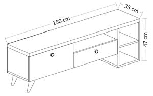 Dizajnový TV stolík Ximena 150 cm čierny