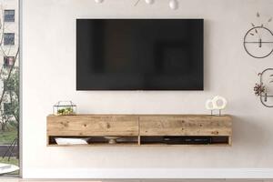Dizajnový nástenný TV stolík Idonia 180 cm borovica