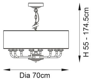 Endon 99152 - Luster na reťazi HIGHCLERE 8xE14/40W/230V šedá/matný chróm
