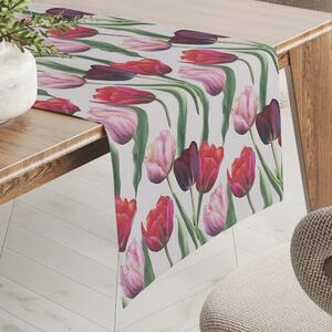 Biante Dekoračný behúň na stôl Terra TRA-001 Tulipány na dymovo sivom 20x120 cm
