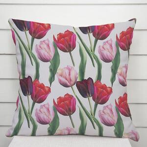 Biante Dekoračná obliečka na vankúš Terra TRA-001 Tulipány na dymovo sivom 30 x 50 cm