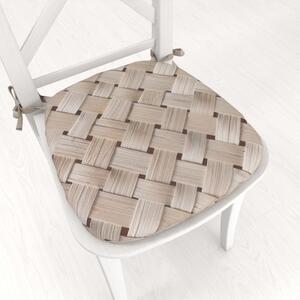 Biante Oblý podsedák Terra TRA-002 Béžový pletený vzor - 39x37x3 cm