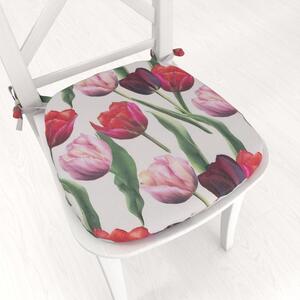 Biante Oblý podsedák Terra TRA-001 Tulipány na dymovo sivom - 39x37x3 cm
