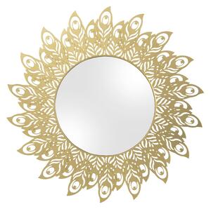 PRESENT TIME Zrkadlo s zlatým rámom Peacock Feathers Ø 60 cm, zrcadlo Ø 30 cm