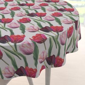 Biante Dekoračný okrúhly obrus Terra TRA-001 Tulipány na dymovo sivom Ø 100 cm