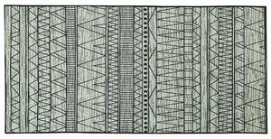 Koberec čierno-sivý polyesterový 80 x 150 cm s krátkym vlasom obdĺžnikový s geometrickým vzorom
