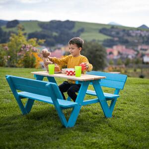 KONDELA Detské záhradné sedenie, drevo, modrá/prírodná, ABALO