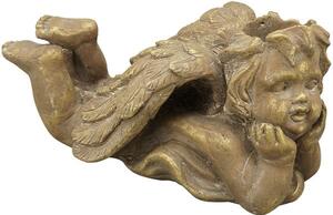 Bronzovo - hnědý antik květináč Anděl s křídly - 21*16*10 cm - Exner