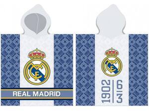 Detské pončo - futbalová osuška s kapucňou FC Real Madrid - 100% bavlna - 60 x 120 cm