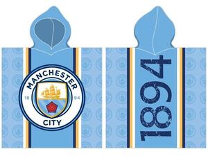 Detské pončo - futbalová osuška s kapucňou FC Manchester City - 100% bavlna - 60 x 120 cm