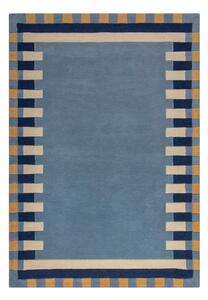 Modrý ručne tkaný vlnený koberec 160x230 cm Kai Wool Border – Flair Rugs