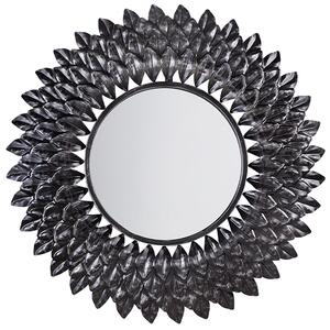 Nástenné zrkadlo strieborná železo sklo 70 cm okrúhly tvar dekoratívny rám moderný glamour štýl obývačka spálňa