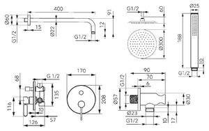 FDesign Zaffiro sprchová súprava podomietková zlatá FD1-ZFR-7PSET1-55
