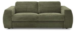 Zelená menčestrová pohovka na každodenné spanie/rozkladacia 220 cm Hugo – Bobochic Paris