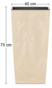 Vysoký plastový kvetináč DURS400E 40 cm - slonovinová