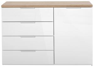 KOMODA, dub artisan, biela s vysokým leskom, 120/83/44 cm Carryhome - Komody, Online Only