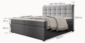 Čalúnená posteľ boxspring PALMA + topper, 160x200, inari 100