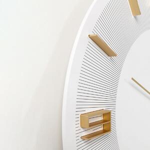 KARE DESIGN Nástenné hodiny Leonardo – bielo-zlatá 48,5 × 48,5 × 4,5 cm